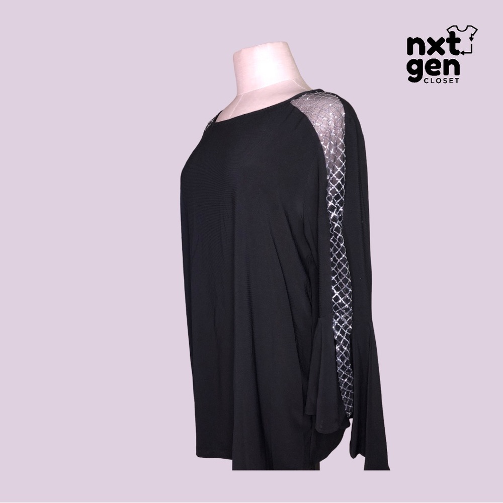 🔥NWT🔥 MSK Women’s Sparkling Mesh Bell Sleeve Top